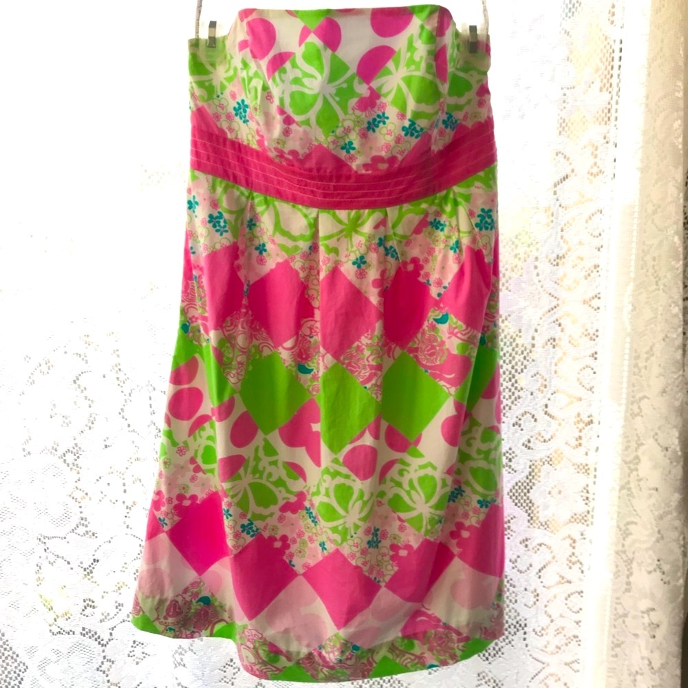Lilly Pulitzer Adorable Preppy Pleated Strapless Dress